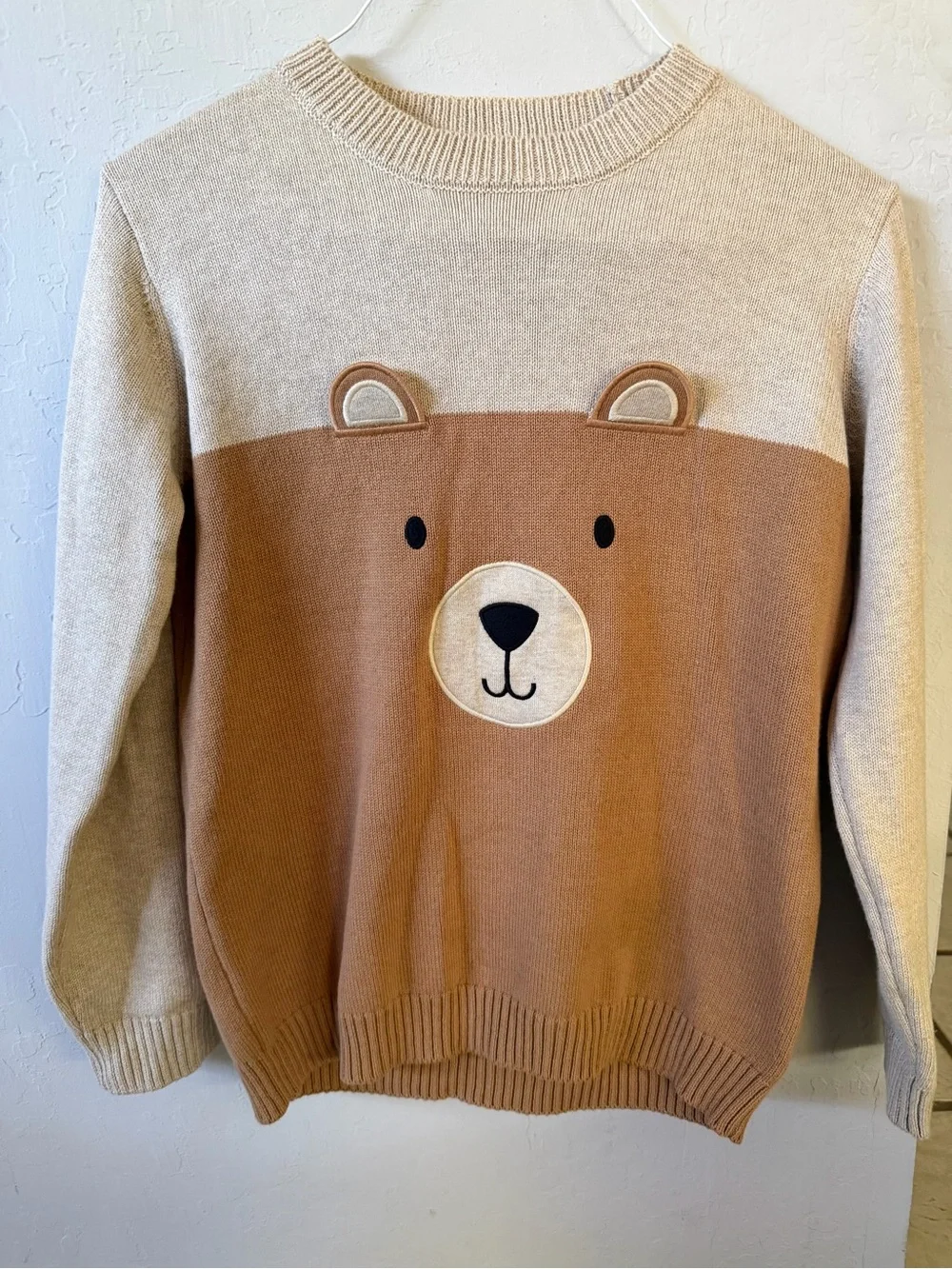 Gymboree Bear Hugs Colorblock Bear Sweater Size 12 100% Cotton